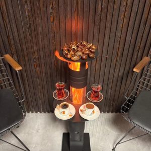 Palet Sobası Mini Cam Portatif Pelet Kamp Sobası Bahçe Teras